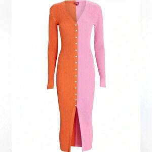 Staud Shoko Sweater Dress Orange Pink Size Medium